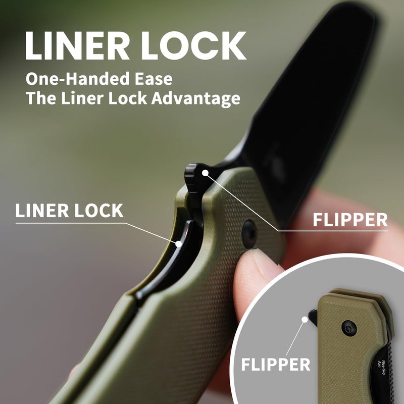 KIZER Nice Guy Folding Knife, 2.84" Nitro V Blade, Lightweight Camping and Hiking Knife, G10 Handle, Liner Lock Flipper V3011A1 - Image 3